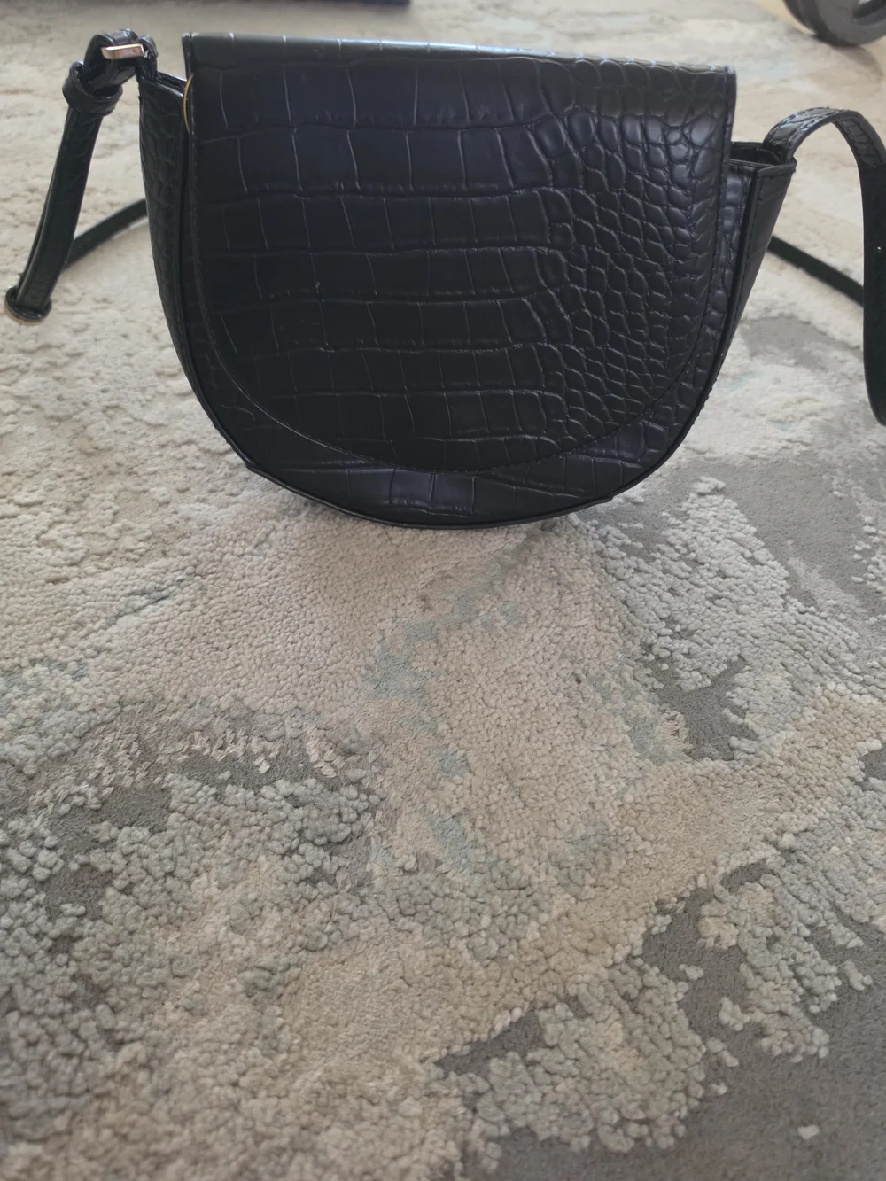 Black Croc-Embossed Crossbody Bag - Women